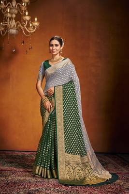 Green Ethnic Zari Woven Saree In Georgette c Saree 1