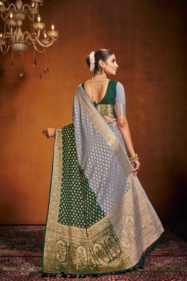 Green Ethnic Zari Woven Saree In Georgette c Saree 2