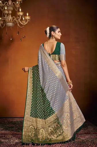 Green Ethnic Zari Woven Saree In Georgette c Saree