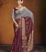 Maroon Ethnic Zari Woven Saree In Georgette c Saree
