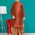 Boy's red printed dhoti kurta