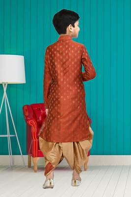 Boy's red printed dhoti kurta 5