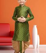 Boy's green printed dhoti kurta