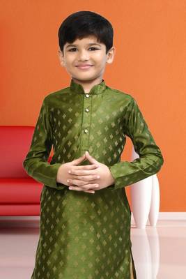 Boy's green printed dhoti kurta 3
