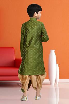 Boy's green printed dhoti kurta 5
