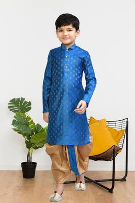 Boy's blue printed dhoti kurta 1