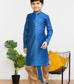 Boy's blue printed dhoti kurta
