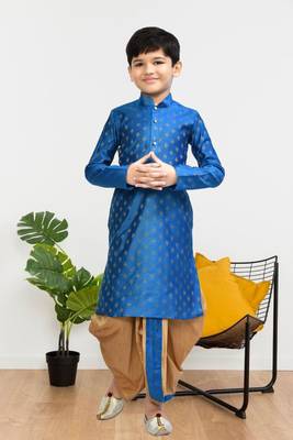 Boy's blue printed dhoti kurta 2