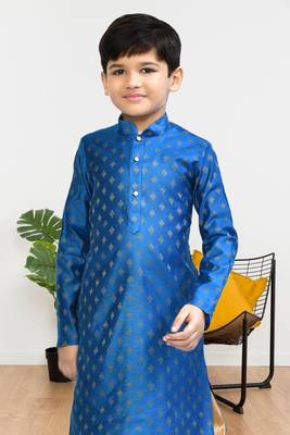 Boy's blue printed dhoti kurta 3