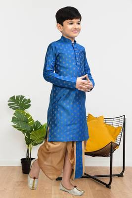 Boy's blue printed dhoti kurta 4