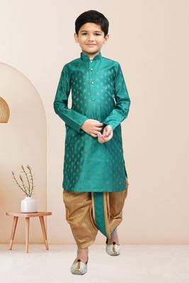 Boy's green printed dhoti kurta 1