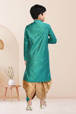 Boy's green printed dhoti kurta 5