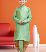 Boy's pista green printed dhoti kurta