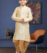 Boy's fawn printed dhoti kurta