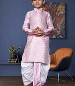 Boy's pink printed dhoti kurta