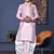 Boy's pink printed dhoti kurta