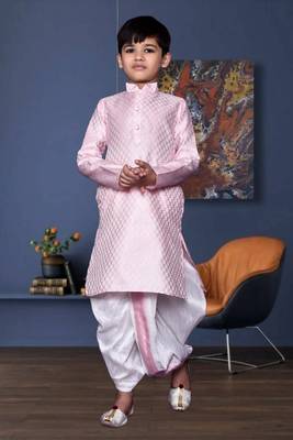 Boy's pink printed dhoti kurta 2
