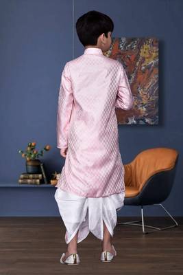 Boy's pink printed dhoti kurta 5
