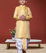Boy's yellow printed dhoti kurta