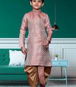 Boy's peach printed dhoti kurta