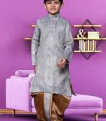 Boy's grey woven dhoti kurta
