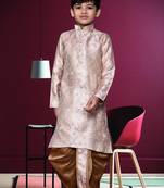 Boy's peach woven dhoti kurta