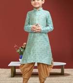 Boy's sea green printed dhoti kurta