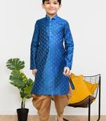 Boy's royal blue printed dhoti kurta