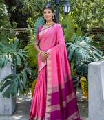 Pink Woven Pyramid tussar silk blend Festive Looks Saree