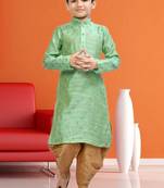 Boy's pista green printed dhoti kurta