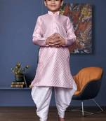 Boy's pink printed dhoti kurta