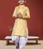 Boy's yellow printed dhoti kurta