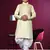 Boy's lemon yellow printed dhoti kurta