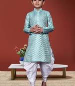Boy's sky blue printed dhoti kurta