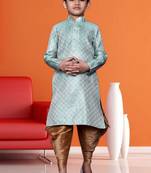 Boy's sea green printed dhoti kurta