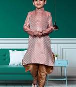 Boy's peach printed dhoti kurta