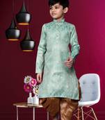 Boy's sea green woven dhoti kurta