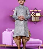 Boy's grey woven dhoti kurta