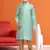 Boy's sea green printed kurta pyjama