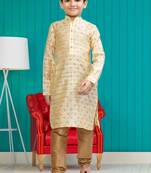 Boy's fawn printed  kurta pyjama