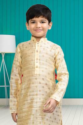 Boy's fawn printed  kurta pyjama 3