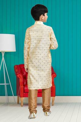 Boy's fawn printed  kurta pyjama 5