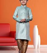 Boy's sea green printed  kurta pyjama
