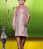 Boy's peach printed  kurta pyjama