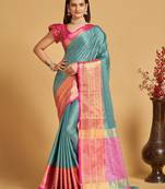 Skypink Woven Silk Blend Party Wear Saree With Blouse