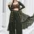 Dark green georgette mirror with embroidered work festival jacket shrug style salwar suit plazzo