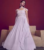 Lavender thread and sequince embroidered work georgette anarkali salwar suit with fancy shoulder dupatta stitched gown