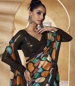 Multicolor Embroidered Fancy Fabric Sari With Blouse Fabric