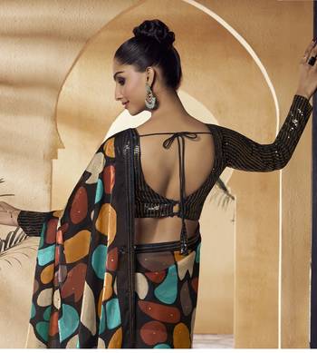 Multicolor Embroidered Fancy Fabric Sari With Blouse Fabric 3