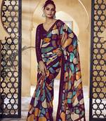 Multicolor Embroidered Fancy Fabric Sari With Blouse Fabric